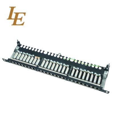 0.5u FTP 24 Port CAT6A Dual IDC Patch Panels with Cable Management