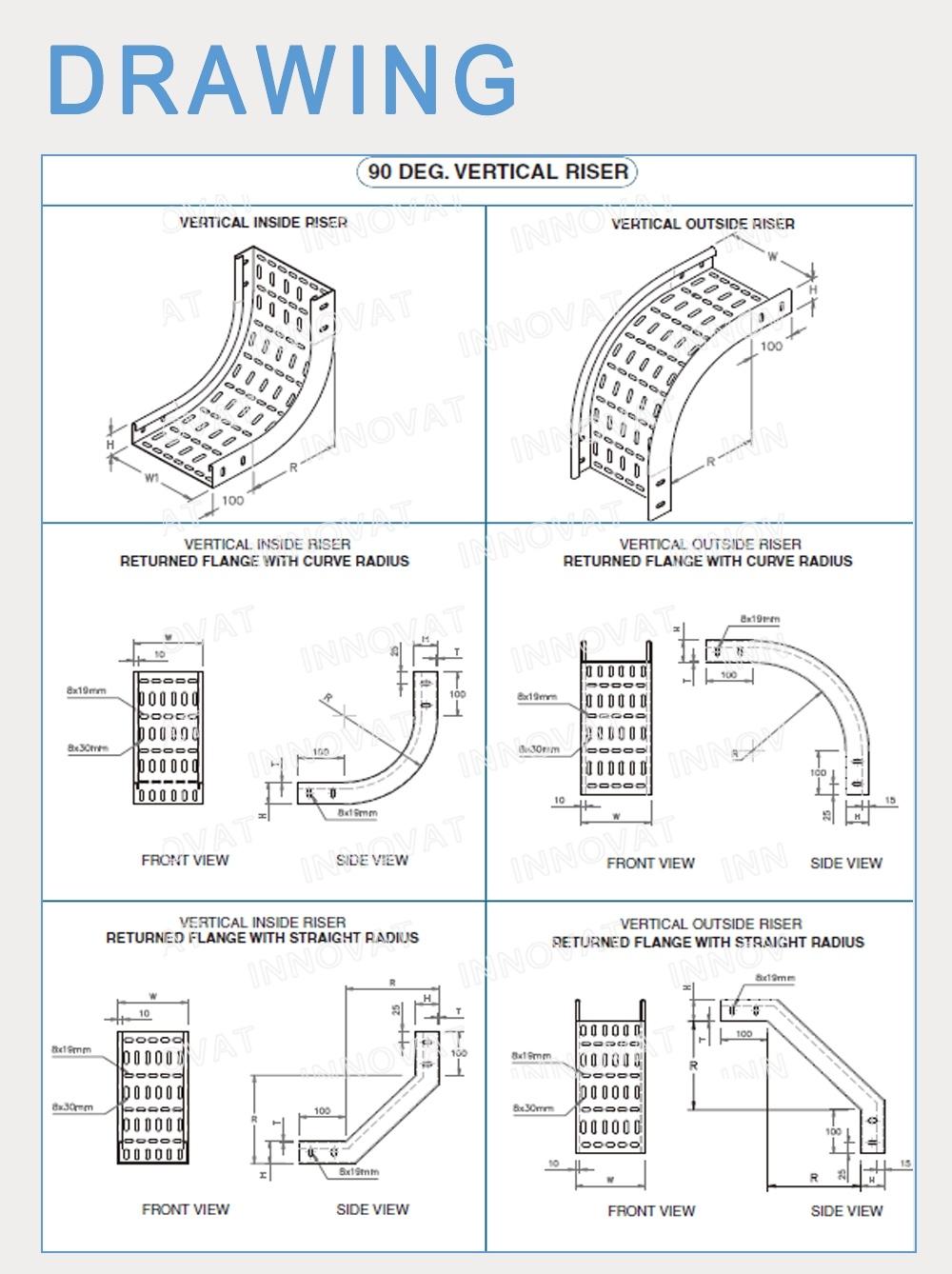 Galvanized Steel Cable Tray Ladder by Chinese Supplier Plastic Sprayed Grid Bridge Perforated Ladder Type Cable Tray Weight