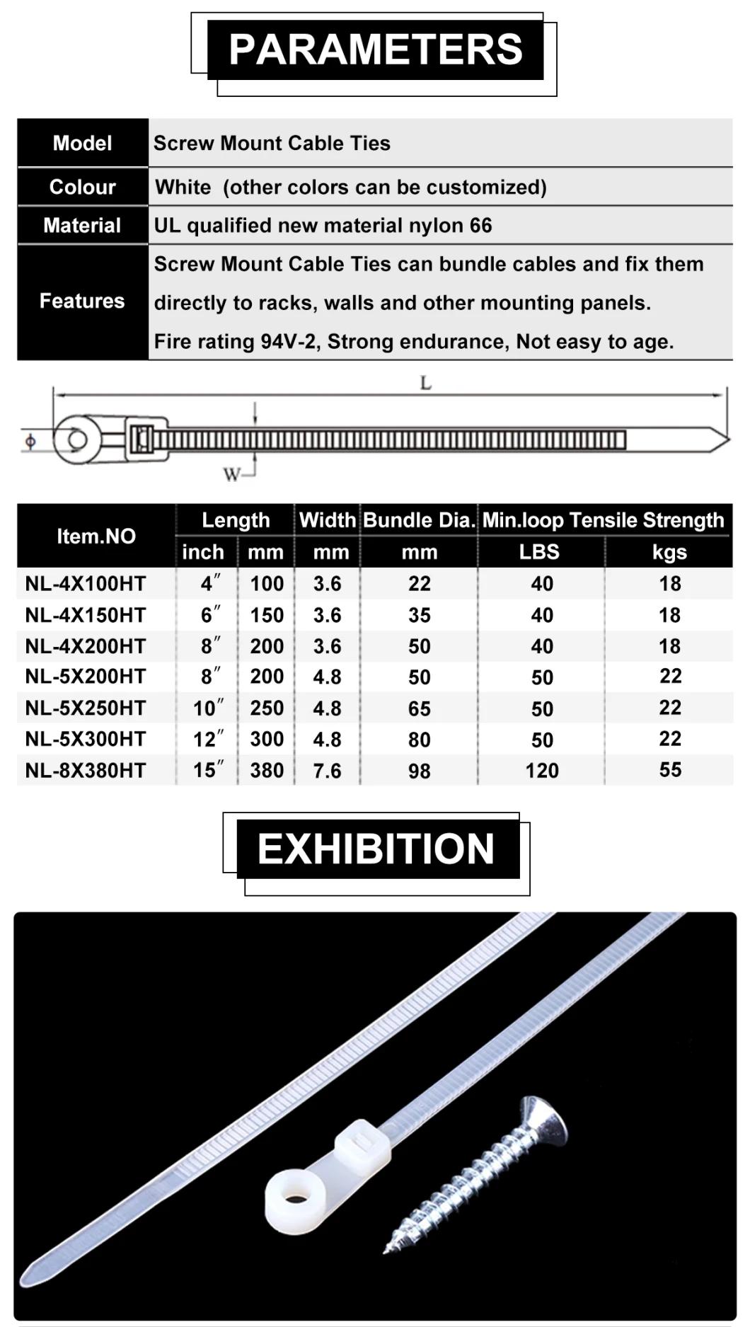 Black Nylon Wire Screw Mount Cable Ties