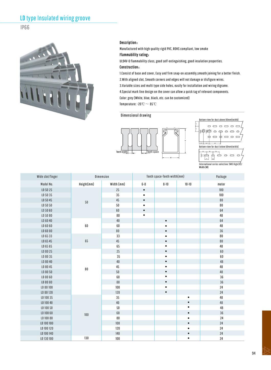 Ld Type Insulated Wiring Groove with PVC, RoHS, Low Smoke, IP66