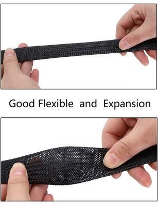Customize Black Braided Wrap Sleeving with Hook and Loop