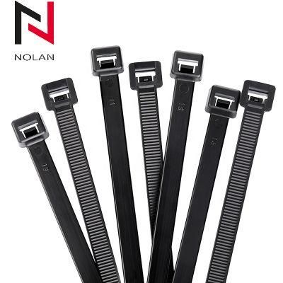 -40 Degree Nylon 66 Black Colored Plastic Zip Cable Tie Nylon Clamp 4.8 mm Width Plastic Zip Cable Ties