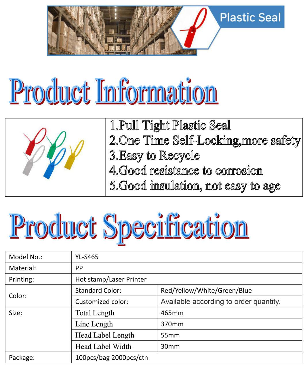 Adjustable Pull Tight Plastic Seals with Number for Container