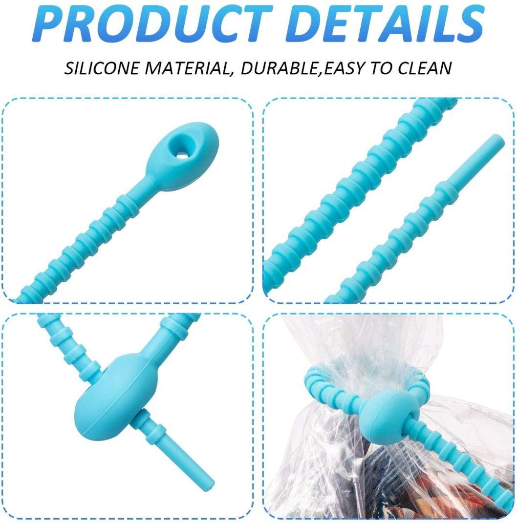 All-Purpose Silicone Ties Cable Straps Bread Tie Household Snake Ties Blue Color