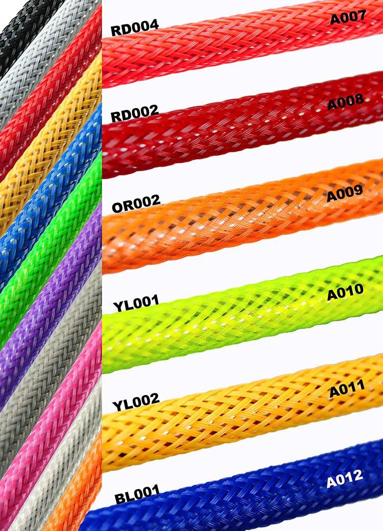 Color PET Braided Expandable Wire Cable Mesh Sleeving for Wire and Cable Management
