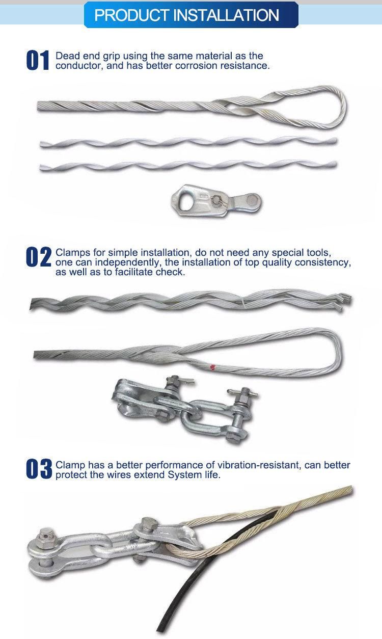 ADSS Cable Preformed Tension Clamp Preformed Guy Grip with Thimble Shackle