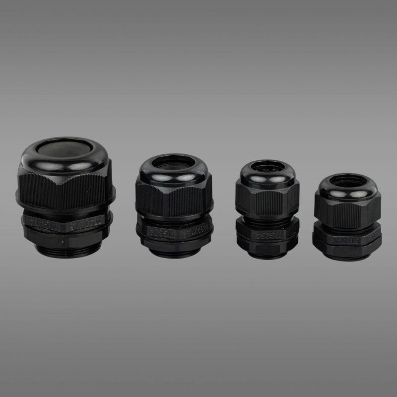 Black Mg Type Nylon Cable Gland Plastic Connector with Washer Mg16
