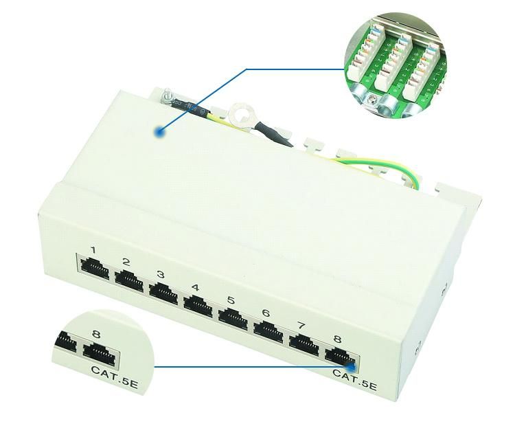 1u 8 Port FTP Patch Panel with Cable Managament