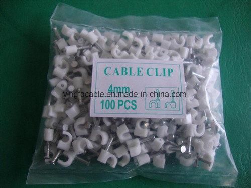 Round Plastic Cable Clip with Steel Nail 3.5mm~50mm