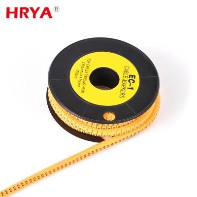 Yellow Color Round PVC Cable Marker Sleeve, Plastic Colorful Fiber Runner Ms-100 Wire Cable Marker