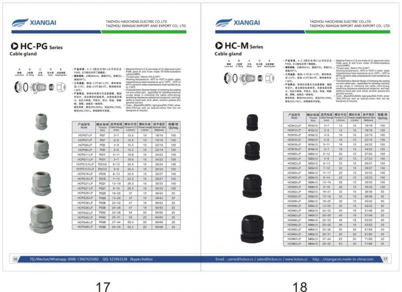 Nylon PP Split Junction Box Cable Glands Pg7 M16*1.5