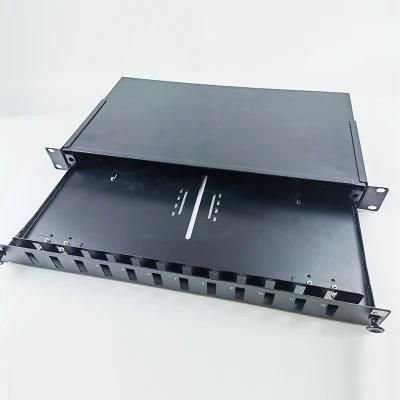 Abalone 1u 24 Port 19inch Fiber Optic Patch Panel with Sc Adapters, 1u Fibre Panel, FTTH Optical Panel