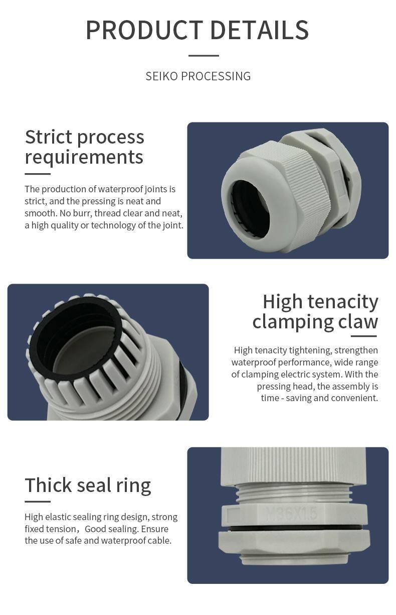 M12 M20 M25 M36 Waterproof Connectors Plastic Nylon Cable Gland