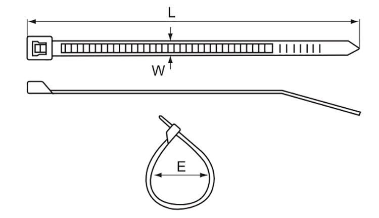 7.2*450 mm Specific Plastic Tie Straps Standard Self Locking Type Nylon 66 Cable Ties