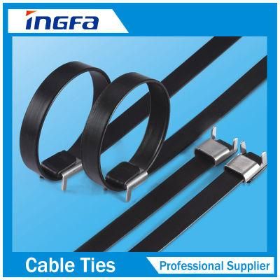 1.2mm Thickness Black Stainless Steel Cable Ties with PVC Coated