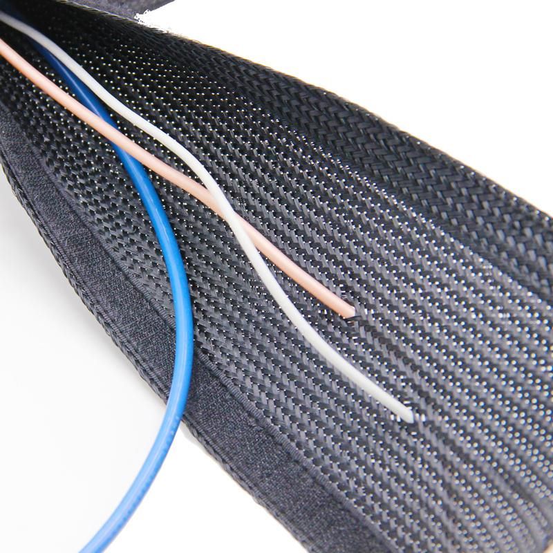 Flexible Braided Expendable Pet Wrap with Hook and Loop for Cable Wires