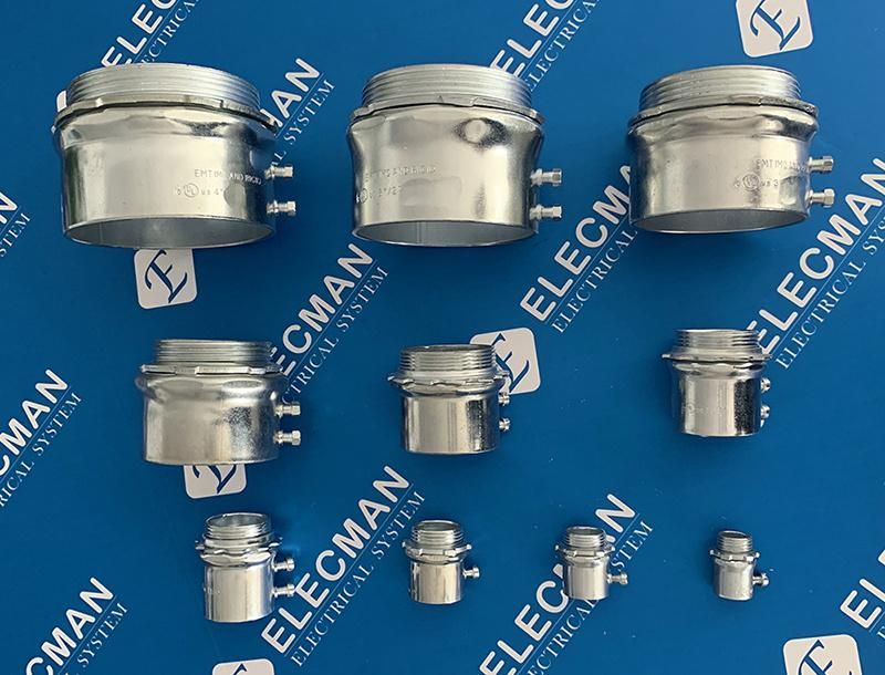 Electrical Metallic Tubing Steel Connectors EMT Conduit Fittings UL Listed EMT Connectors Steel EMT Pipe Connnectors Electro Galvanized EMT Connector