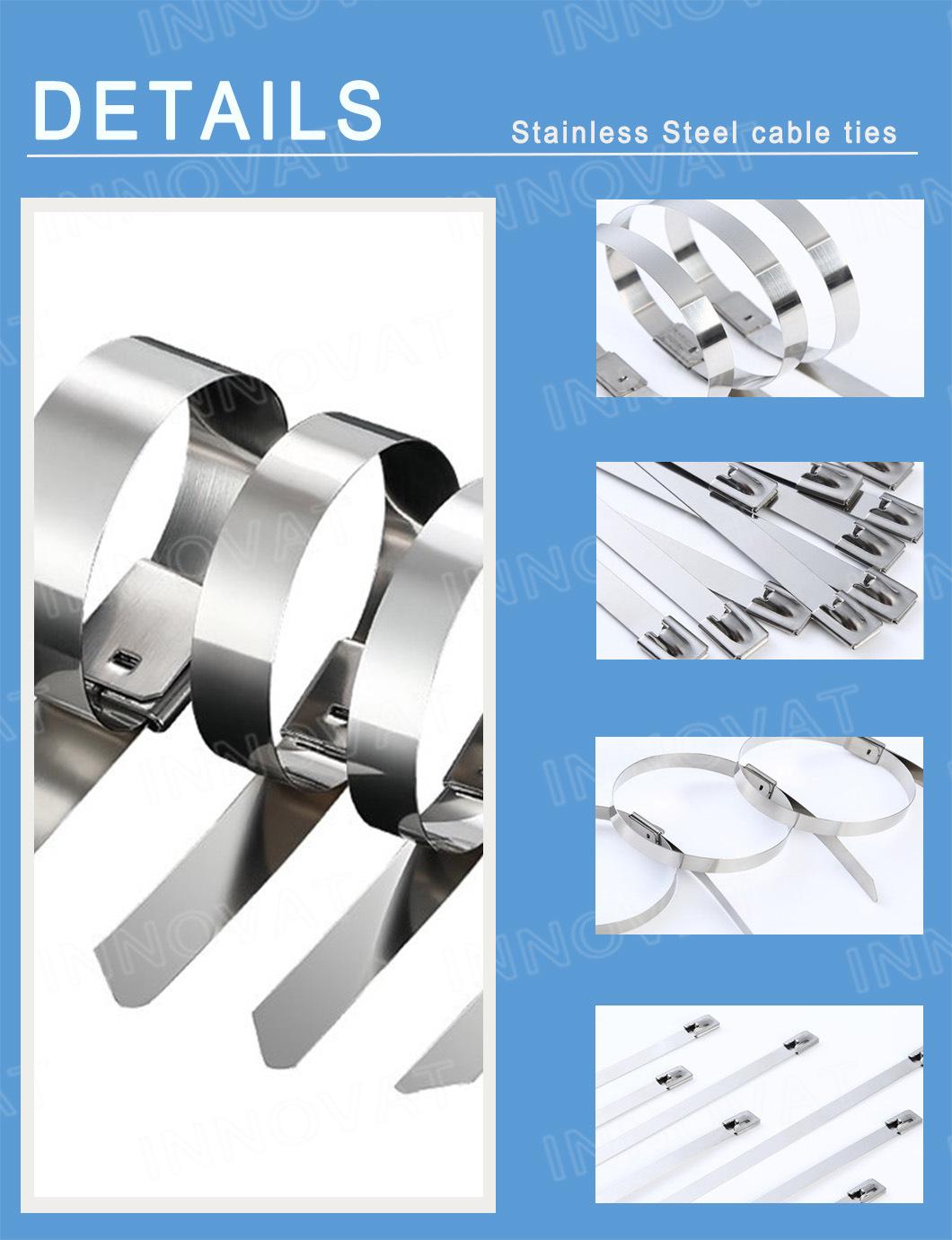 Stainless Steel Cable Tie 304 Self-Locking Stainless Steel Metal Cable Tie Factory Directly Provide High Quality Stainless Steel Zip Ties 4.6*300mm SS304