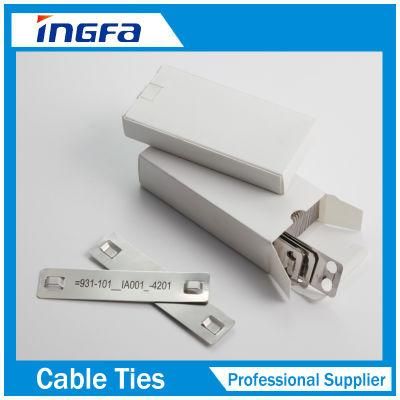 Metallic Luster Cable Marker Plate with Self-Locking Cable Tie