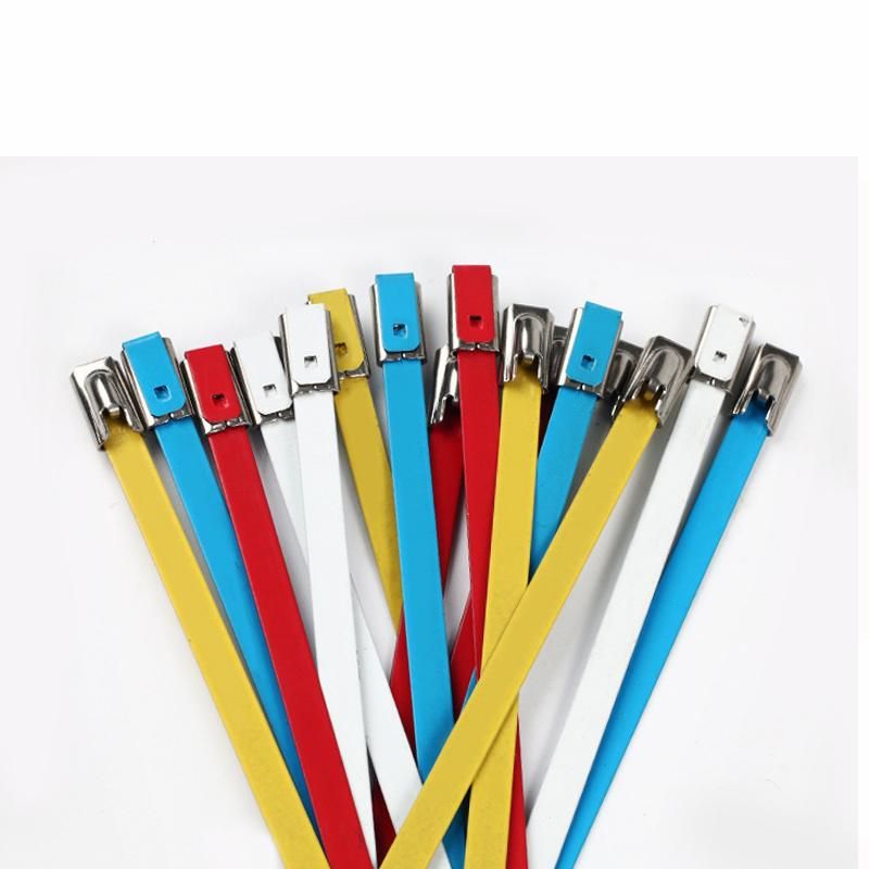 Spray Plastic Colour Tie 304 Stainless Steel Cable Tie Metal Tie Marine Ball Locking Type