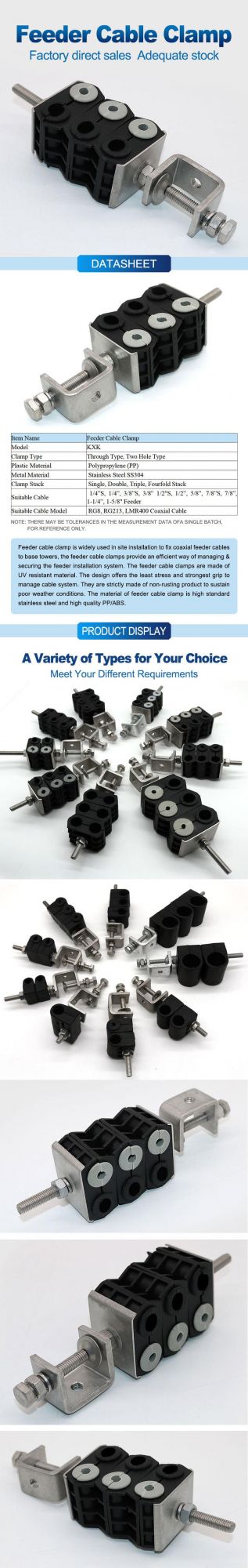 Universal Telecom Parts 1 Way Plastic C Feeder Clamp