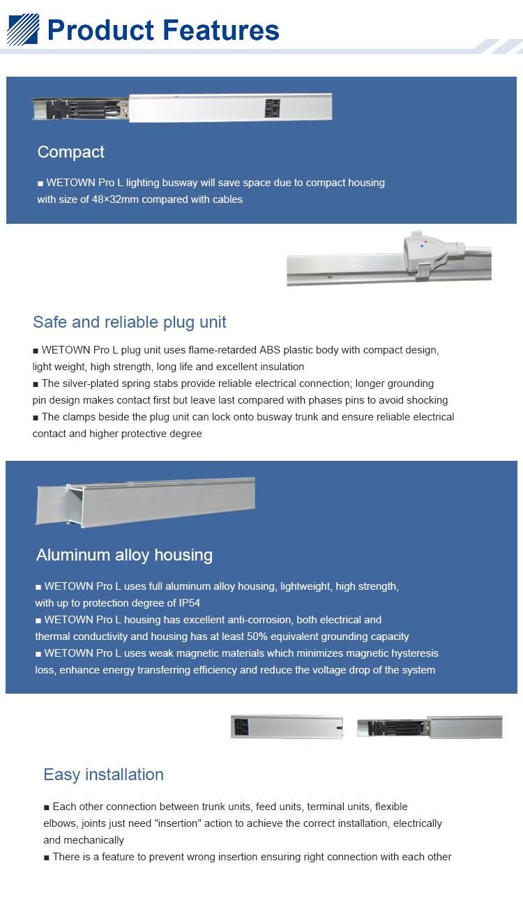 Lighting Bus Duct 50Hz/60Hz IEC61439 IP55 Al & Cu