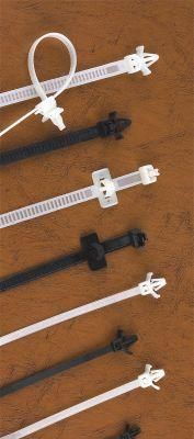 Nylon Self-Locking Push Mount Ties (releasable, white)