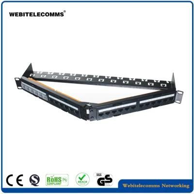 45 Degree Angled 19&prime;&prime; 1u 24 Ports CAT6A UTP Patch Panel