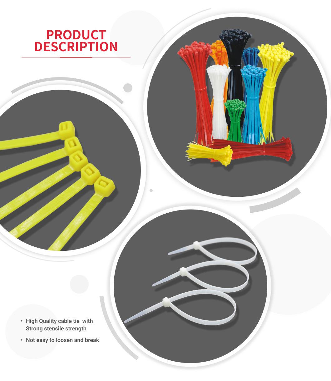 Customized Self-Locking White 100PCS/Bag 7.6X200-7.6X700mm Kabelbinder 4.8 Ties Accessories Nylon Cable Tie