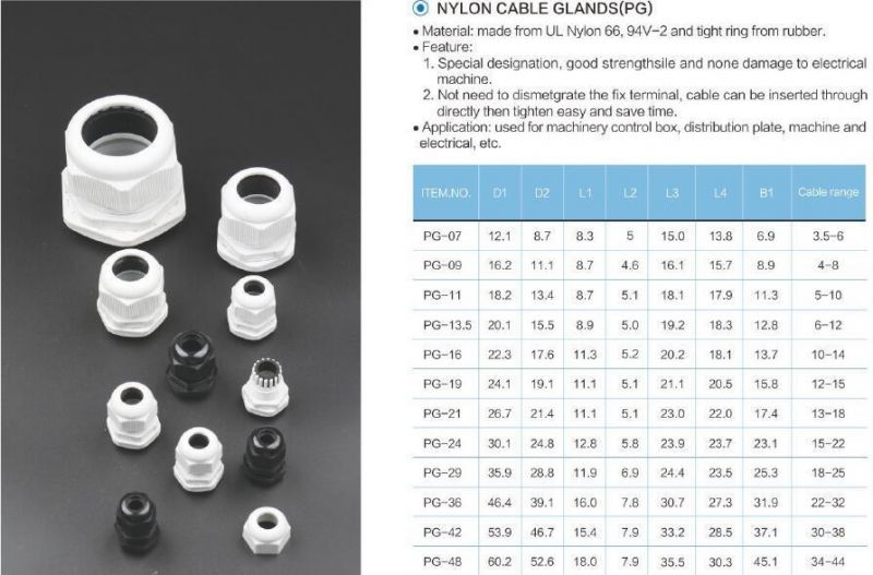 IP67 Water Proof Pg21 Nylon Plastic Wire Cable Gland