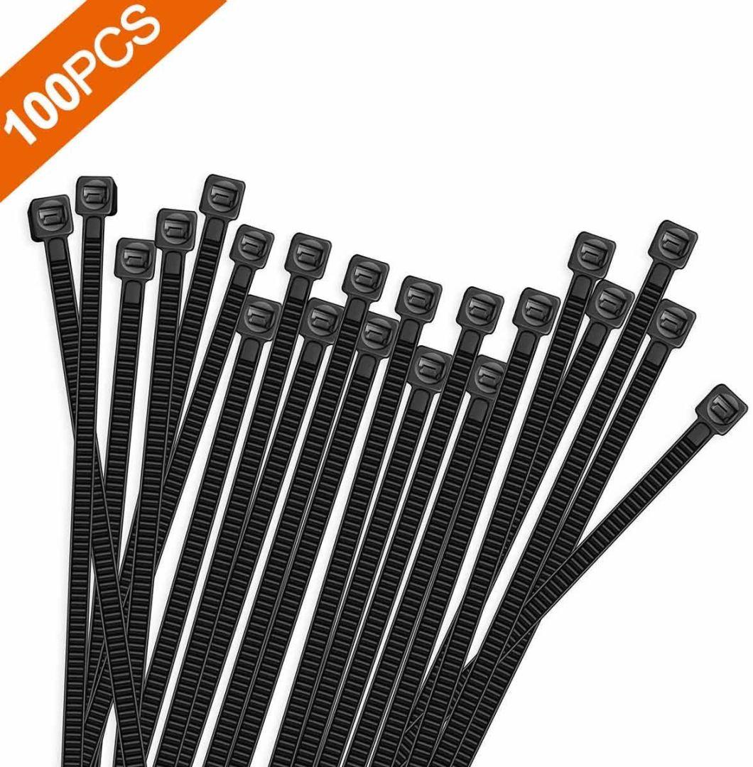 100PCS Cable Zip Ties Heavy Duty 8 Inch, Premium Plastic Wire Ties with 50 Pounds Tensile Strength, Self-Locking Black Nylon Tie Wraps for Indoor and Outdoor