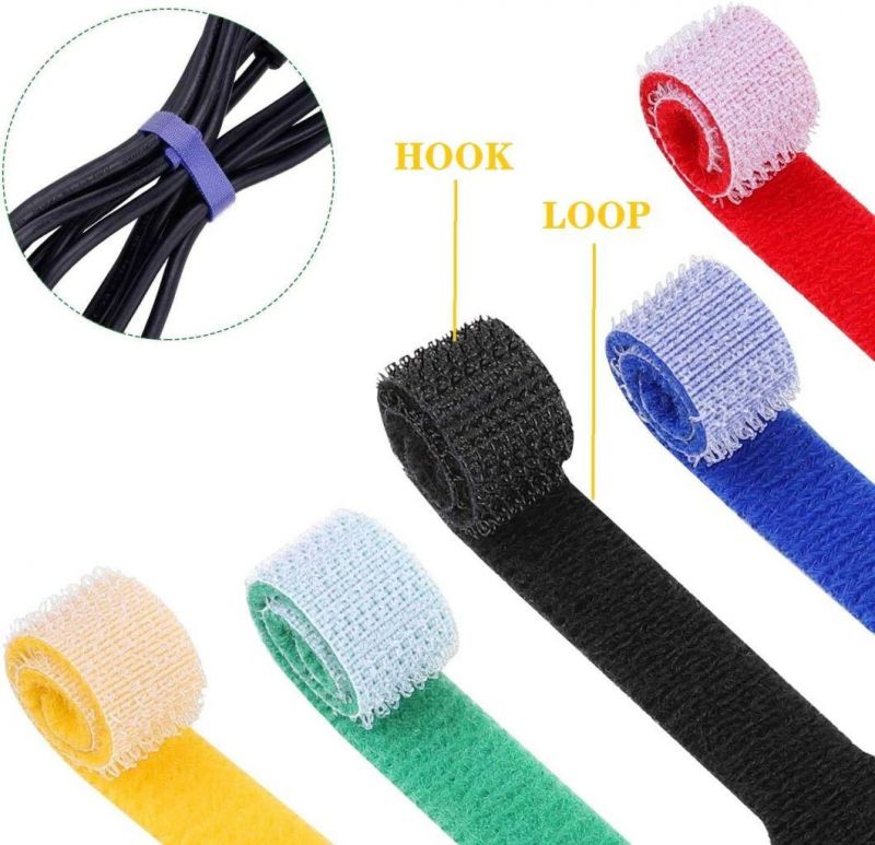 Reusable Nylon Logo Hook Loop Cable Ties Cabel Straps for Wire Tidy