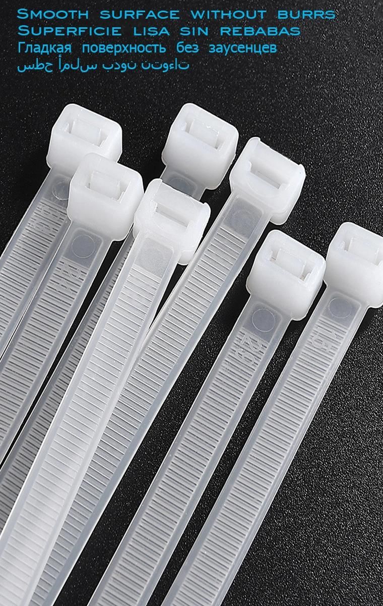 Manufacturers Supply Self-Locking Nylon Cable Tie 4X200mm Plastic Black and White Self-Locking Bundling Cable Ties Customization