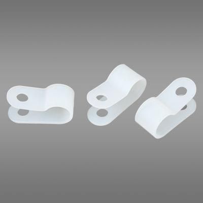 White Color Nylon Plastic R Type Cable Clamp 3/16r