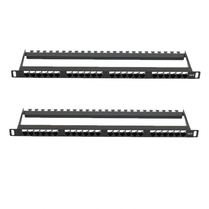 0.5u UTP Aluminium Patch Panel CAT6 24 Port Rack Network Patch Panel with Bracket