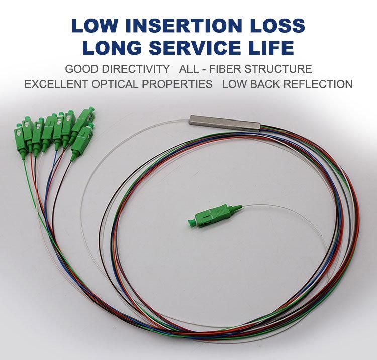 1X8 0.9mm Sc/APC Mini Blockless Optical Fiber PLC Splitter