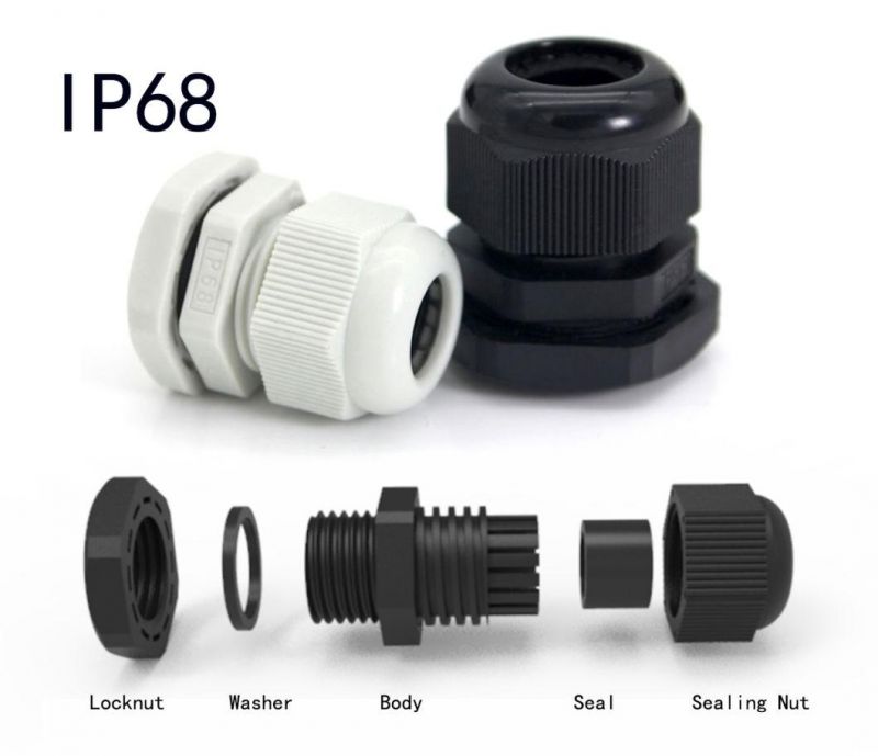 Pg7 Electrical Nylon Cable Gland with Plastic Insert Lock Nuts IP68 Black Cable Gland