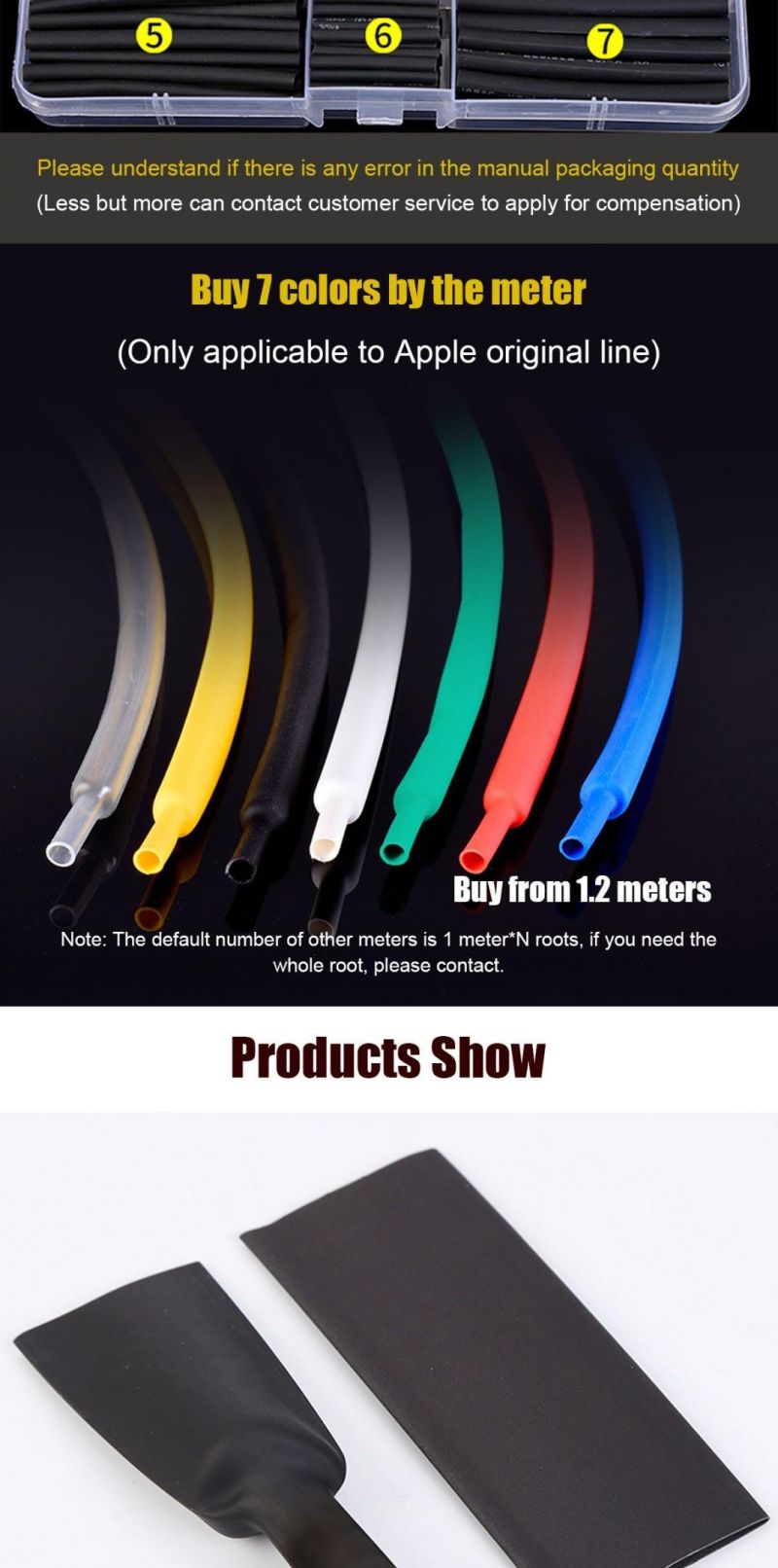 25mm 580PCS PTFE 2: 1 94V0 Heat Shrink Tubing