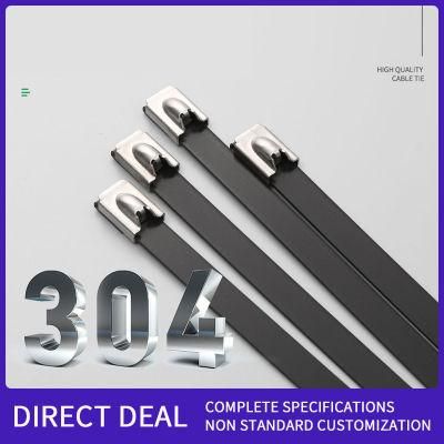 Plastic Coated Stainless Steel Cable Tie 304 Self-Locking Metal Wire Strap Black Cable Tie Reusable