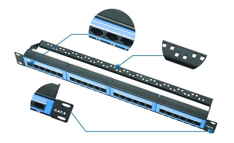 19 Inch 1u UTP 24 Port CAT6 Dual IDC Patch Panel