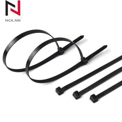 Nylon 66 Black Plastic Zip Cable Tie Nylon Clamp 4.8 mm Width Plastic Zip Cable Ties