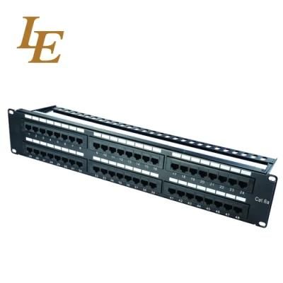 19 Inch UTP 48 Port CAT6A Dual IDC Patch Panel with Cable Management