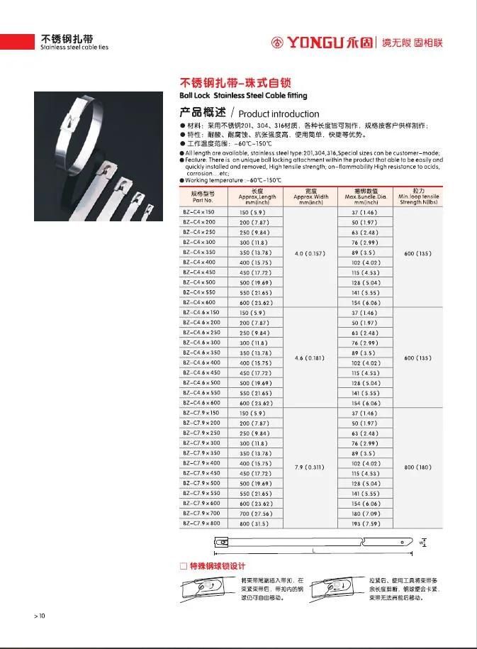 SS304 SS316 Self Locking Stainless Steel Cable Tie