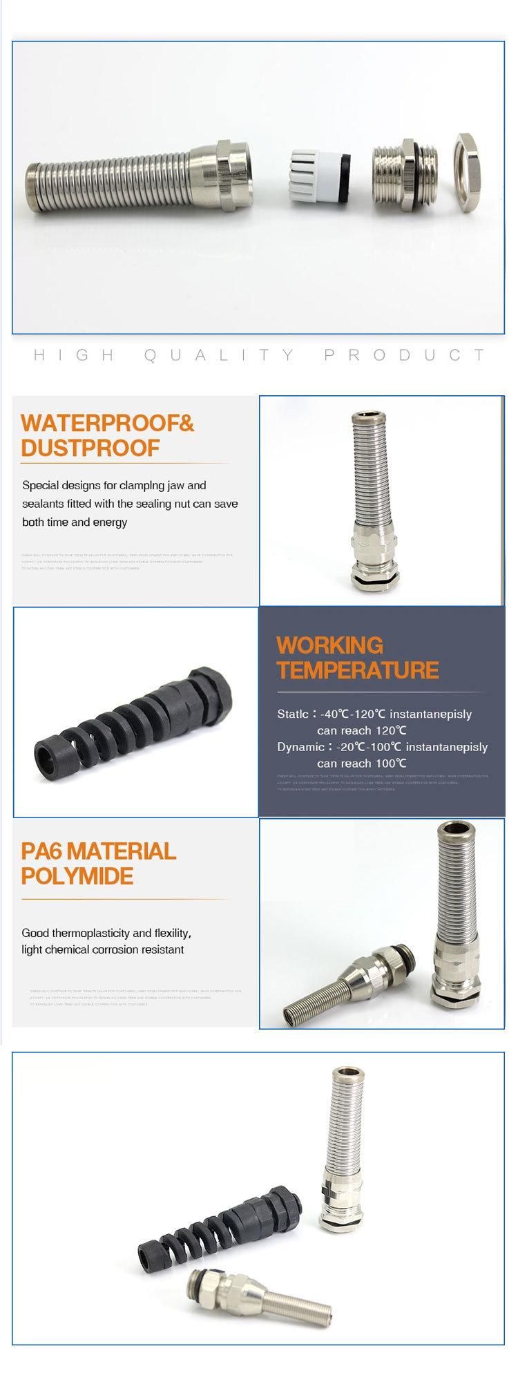 PA66 Nylon Flexible Cable Gland Spiral Blcak Cable Gland