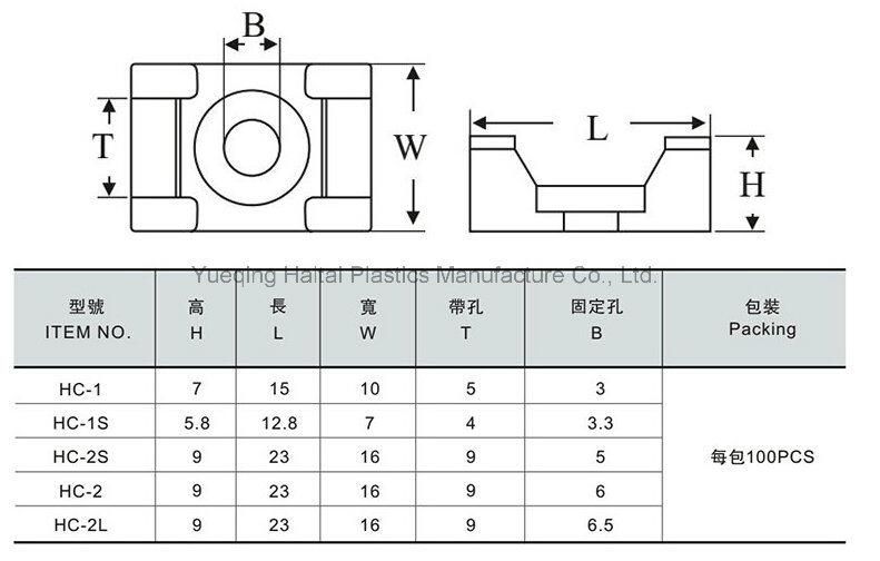 Hc-1s Saddle Type Cable Tie Mounts Nylon Material