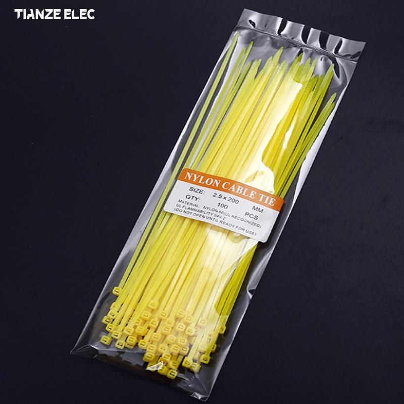 2.5X200mm 8inches Yellow UV-Anti Self-Locking Nylon Cable Ties