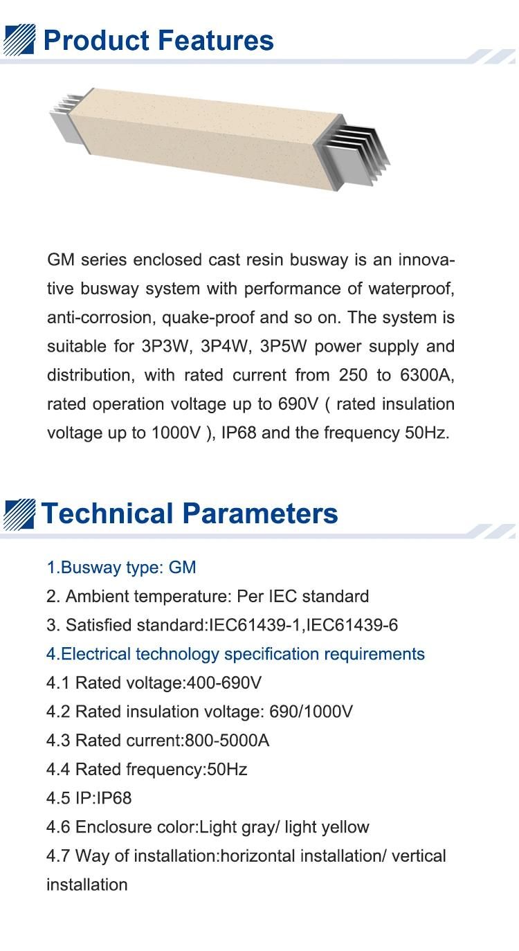 GM-D Low Voltage Cast Resin Electrical Busway 400-5000A Busbar Trunking System