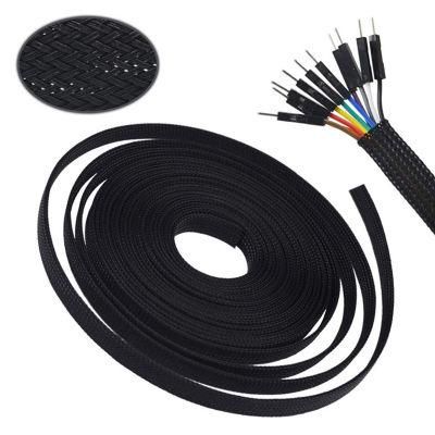 Electrical PPS Insulation Black Expandable Flexible Braided Mesh Sleeve Cable Wrap