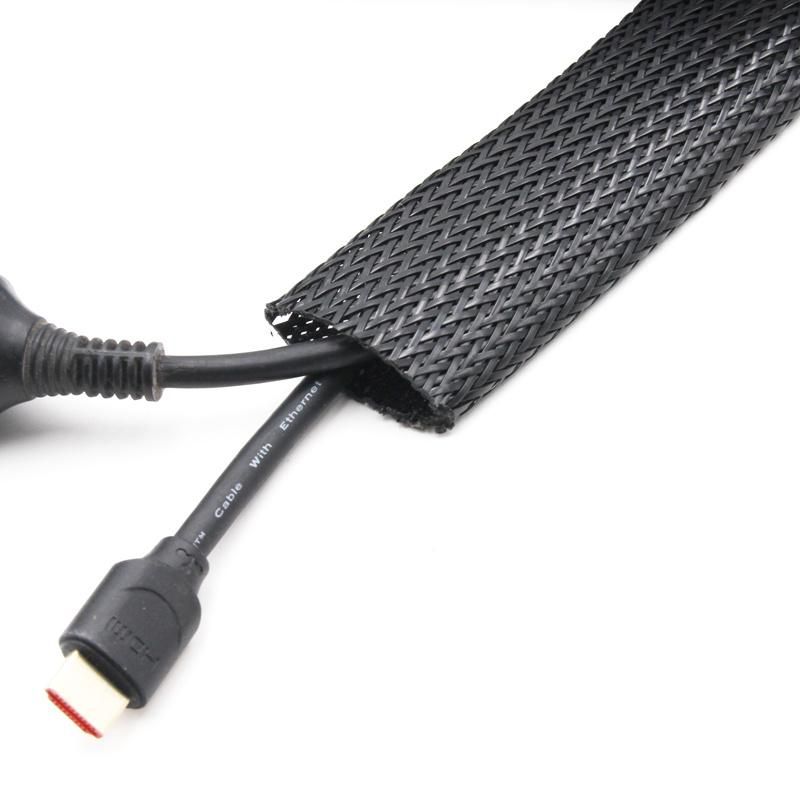 Black Nylon Flat Filament Expandable Braided Sleeving for Hydraulic Hose Marine Construction