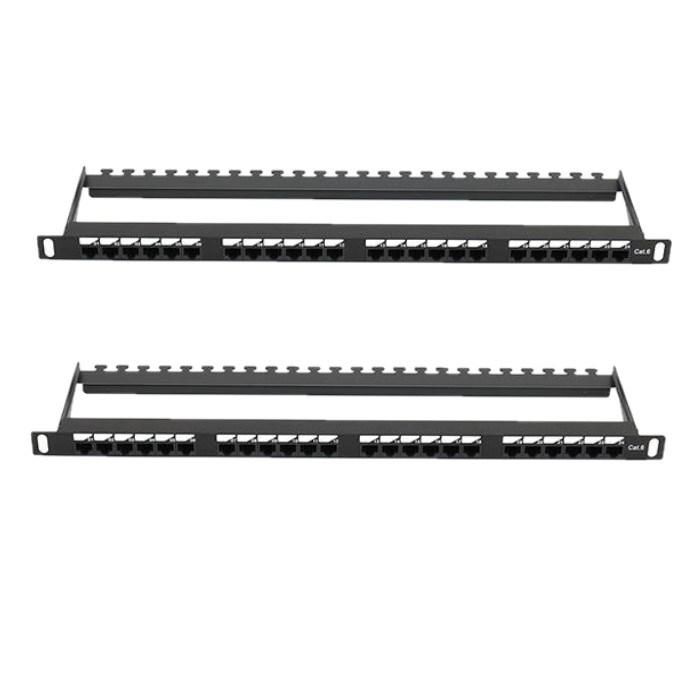 0.5u UTP Aluminium Patch Panel CAT6 24 Port Rack Network Patch Panel Rack with Bracket